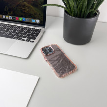 Blizgantis dėklas iPhone 16 Pro - rožinis su blizgučiais