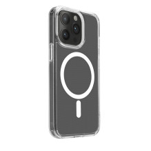 Puro dangtelis iš PC+TPU+TPE su integruotais magnetais „LITE MAG PRO“, skirtas iPhone 15 Pro, balta spalva