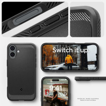 Spigen Rugged Armor MagSafe dėklas iPhone 16 - juodas