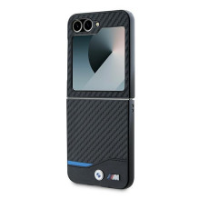 BMW Carbon Blue Line dėklas, skirtas Samsung Galaxy Z Flip 6 – juodas BMW Carbon Blue Line dėklas, skirtas Samsung Galaxy Z Flip 6 – juodas