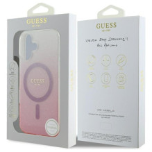 Guess IML Glitter Gradient MagSafe iPhone 16 dėklas – rožinis