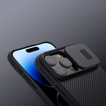 Nillkin CamShield Pro dėklas, skirtas iPhone 16 Pro Max su fotoaparato dangteliu – juodas