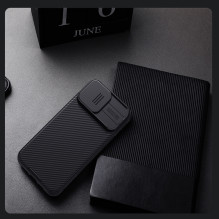 Nillkin CamShield Pro dėklas, skirtas iPhone 16 Pro Max su fotoaparato dangteliu – juodas