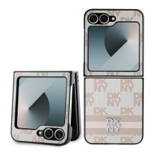 DKNY languotų raštų spausdintų juostelių dėklas, skirtas Samsung Galaxy Z Flip 6 – rožinis