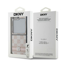 DKNY languotų raštų spausdintų juostelių dėklas, skirtas Samsung Galaxy Z Flip 6 – rožinis