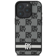 DKNY Checkered Pattern Printed Stripes dėklas iPhone 16 Pro - juodas