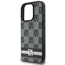 DKNY Checkered Pattern Printed Stripes dėklas iPhone 16 Pro - juodas