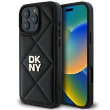 DKNY Quilted Stack Logo iPhone 16 Pro dėklas – juodas