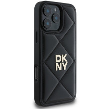 DKNY Quilted Stack Logo iPhone 16 Pro dėklas – juodas