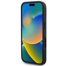 DKNY languotas raštas ir margintos juostelės iPhone 16 dėklas – juodas