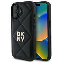 DKNY Quilted Stack Logo iPhone 16 dėklas – juodas