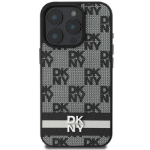 DKNY Checkered Pattern Printed Stripes dėklas, skirtas iPhone 16 Pro Max - juodas