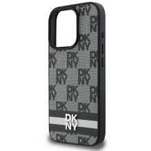 DKNY Checkered Pattern Printed Stripes dėklas, skirtas iPhone 16 Pro Max - juodas