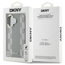 DKNY languotų raštų Magsafe iPhone 16 dėklas – smėlio spalvos