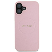 Guess Grained Gold Ring MagSafe iPhone 16 Plus dėklas – rožinis