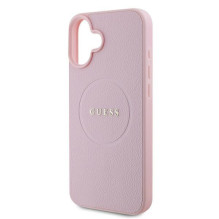 Guess Grained Gold Ring MagSafe iPhone 16 Plus dėklas – rožinis