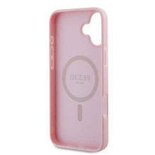 Guess Grained Gold Ring MagSafe iPhone 16 Plus dėklas – rožinis