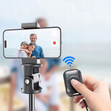 Tech-Protect L03S Bluetooth asmenukių lazda su nuotolinio valdymo pulteliu, trikojis iki 148 cm ir galva 180 - juoda