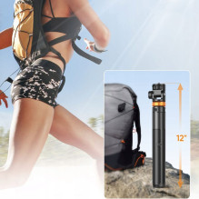 Tech-Protect L03S Bluetooth asmenukių lazda su nuotolinio valdymo pulteliu, trikojis iki 148 cm ir galva 180 - juoda