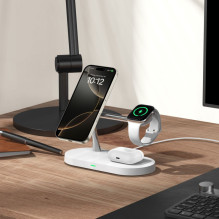 Tech-Protect A12 3in1 MagSafe inductive charger for smartphone / headphones / smartwatch - white