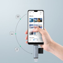 Tech-Protect UltraBoost SD / micro SD kortelių skaitytuvas su USB-C / USB-A jungtimis - pilka Tech-Protect UltraBoost SD / micro SD kortelių skaitytuvas su USB-C / USB-A jungtimis - pilka