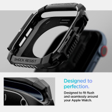 „Spigen“ tvirtas šarvų dėklas, skirtas „Apple Watch 10“ (42 mm) – juodas