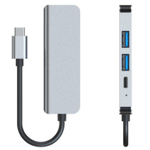 HUB Tech-Protect V2 4in1 USB-C - USB-A 3.0 / USB-A 2.0 / USB-C / HDMI - pilka