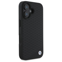 BMW Sign Leather Diamond Metal Logo MagSafe iPhone 16 Case - Black
