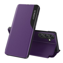 Eco Leather View Case elegantiškas dėklas su atvartu ir stovo funkcija, skirta Samsung Galaxy A26 - violetinė