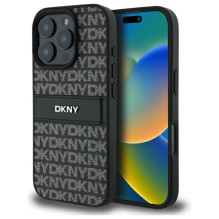DKNY tekstūros rašto toninės juostelės iPhone 16 Pro dėklas – juodas