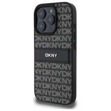 DKNY tekstūros rašto toninės juostelės iPhone 16 Pro dėklas – juodas