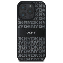 DKNY tekstūros rašto toninės juostelės iPhone 16 Pro dėklas – juodas