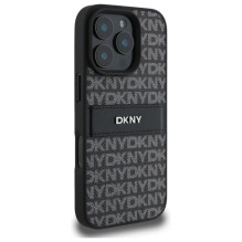 DKNY tekstūros rašto toninės juostelės iPhone 16 Pro dėklas – juodas