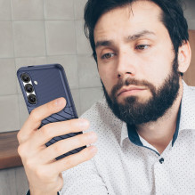 „Thunder“ dėklas „Samsung Galaxy S25“ silikoninis šarvuotas dėklas – mėlynas