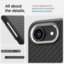 „Spigen Enzo Aramid MagSafe“ dėklas, skirtas „iPhone 16e / 17e“ – juodas „Spigen Enzo Aramid MagSafe“ dėklas, skirtas „iPhone 16e / 17e“ – juodas