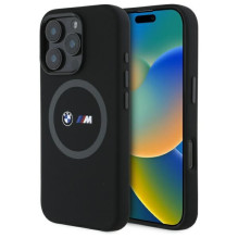 BMW M silikoninis spausdintas žiedas MagSafe dėklas, skirtas iPhone 16 Pro Max - juodas BMW M silikoninis spausdintas žiedas MagSafe dėklas, skirtas iPhone 16 Pro Max - juodas