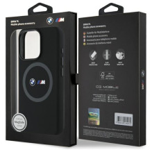 BMW M silikoninis spausdintas žiedas MagSafe dėklas, skirtas iPhone 16 Pro Max - juodas BMW M silikoninis spausdintas žiedas MagSafe dėklas, skirtas iPhone 16 Pro Max - juodas