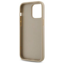DKNY Quilted Stack Logo iPhone 14 Pro dėklas – smėlio spalvos