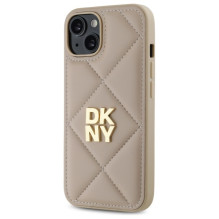DKNY Quilted Stack Logo iPhone 14 dėklas – smėlio spalvos