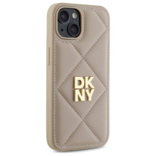 DKNY Quilted Stack Logo iPhone 14 dėklas – smėlio spalvos