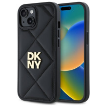 DKNY Quilted Stack Logo iPhone 14 dėklas – juodas