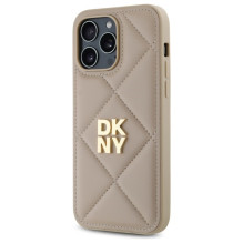 DKNY Quilted Stack Logo iPhone 14 Pro Max Case - Beige
