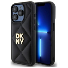 DKNY Quilted Stack Logo iPhone 15 Pro dėklas – juodas