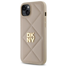 DKNY Quilted Stack Logo iPhone 15 Plus Case - Beige