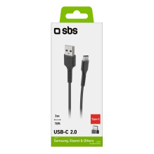 SBS TECABLETC3MTK USB-A - USB-C Cable 3m - Black