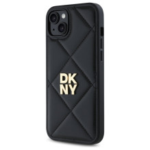 DKNY Quilted Stack Logo iPhone 15 Plus dėklas – juodas