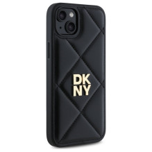 DKNY Quilted Stack Logo iPhone 15 Plus dėklas – juodas