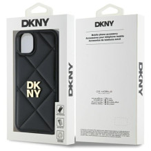 DKNY Quilted Stack Logo iPhone 15 Plus dėklas – juodas