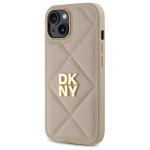 DKNY Quilted Stack Logo iPhone 15 Case - Beige