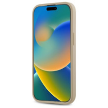 DKNY Quilted Stack Logo iPhone 15 dėklas – smėlio spalvos